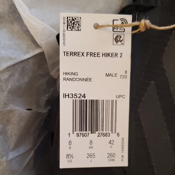 NWT Mens Adidas Terrex Free Hiker 2 GTX Black Hiking Boots Size 8.5 - Picture 4 of 9